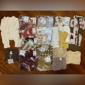 8 pc earthy fall nature natural 0-3 month bundle baby clothes gender neutral